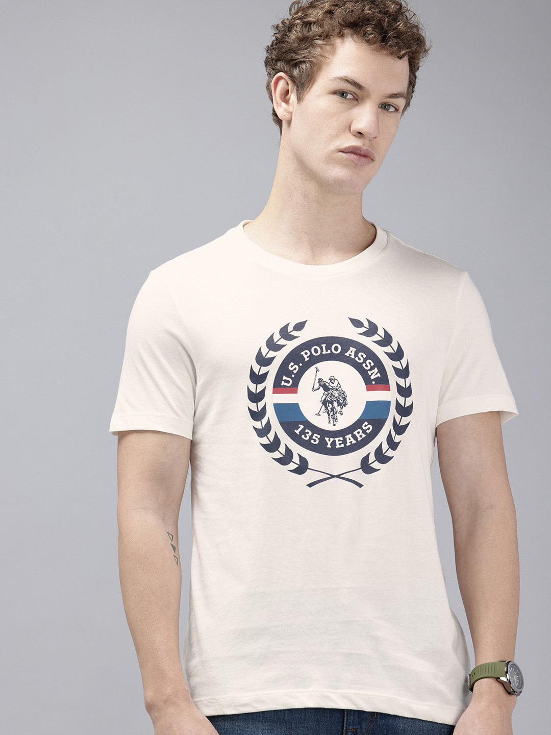 U.S. Polo Assn. Denim Co. Brand Logo Printed Pure Cotton T-shirt