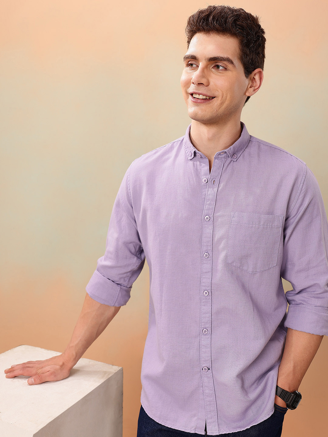 Mast & Harbour Men Standard Linen Cotton Casual Shirt