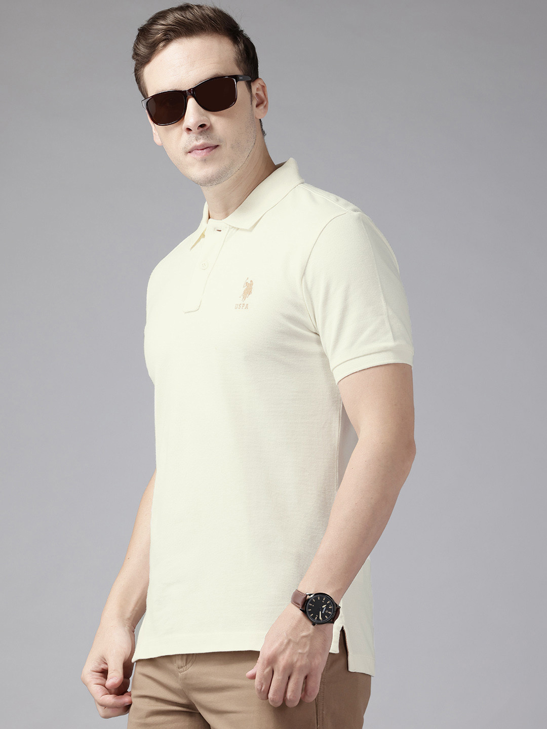 U.S. Polo Assn. Polo with Contrast Collar Pure Cotton Slim Fit T-shirt