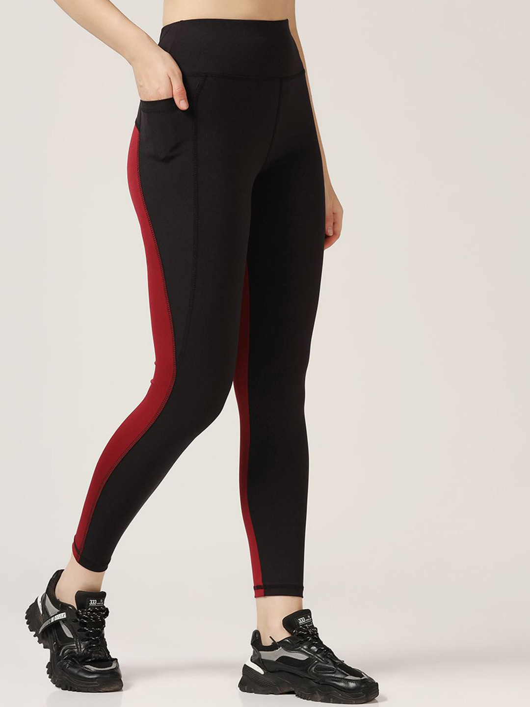 MUSCLE TORQUE Colourblocked Bone-Dry High-Rise Ankle Length Tights