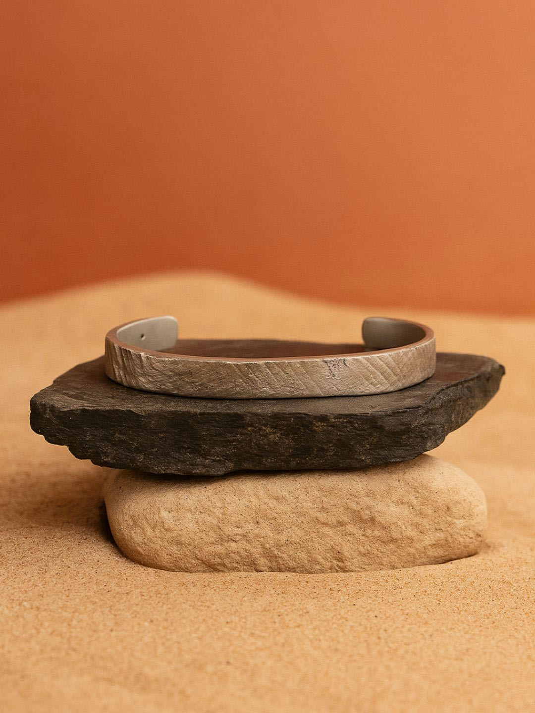 ZACH Men Raw Textured Cuff Bracelet