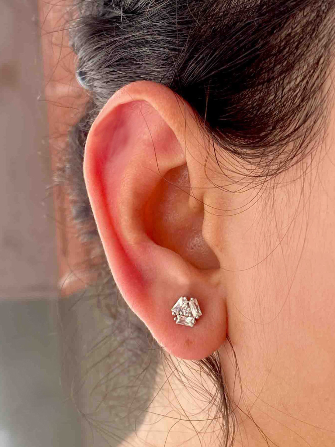 Boldiful Triune Sterling Silver 5A Cubic Zirconia Earstuds