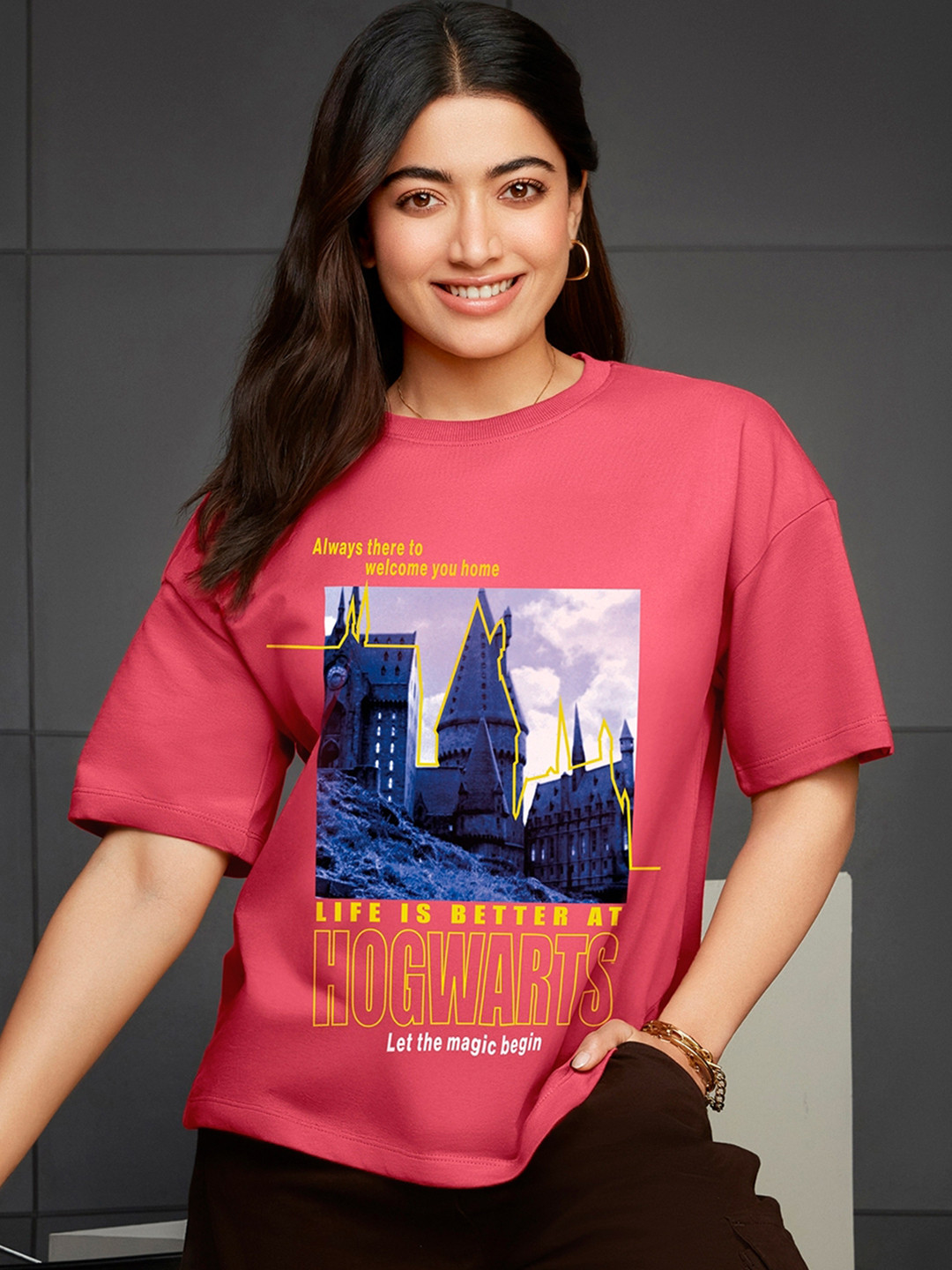 Bewakoof Official Harry Potter Women's Graphic Printed Oversized T-shirt