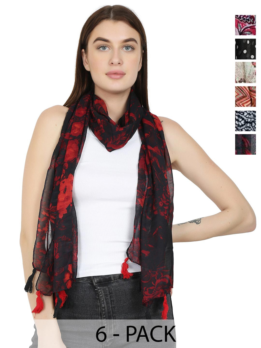 StoleVilla Women Pack of 6 Printed Stole