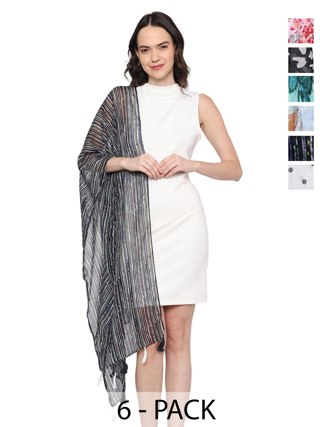 StoleVilla Women Pack of 6 Printed Designer Stole