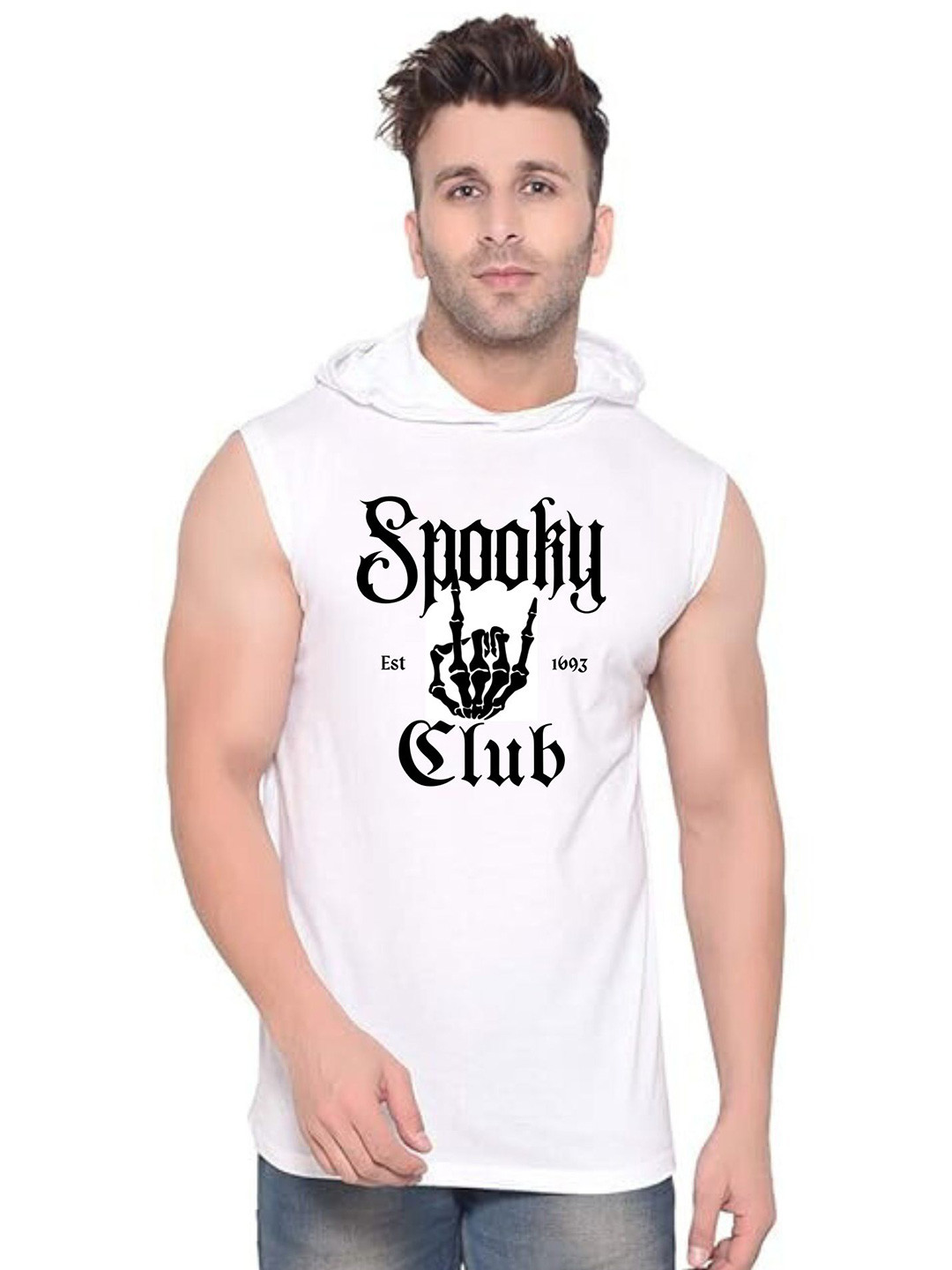 Fashnobic Cotton Spooky Club Printed Gym Vests K__print-35_gym_vest_white