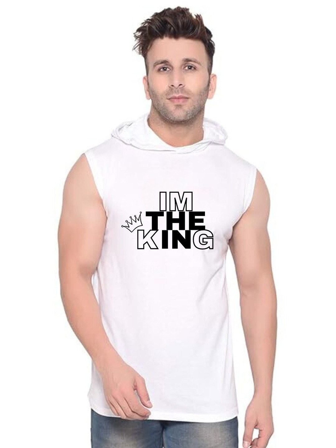 Fashnobic  I M The King Printed Gym Vest K__print-42_gym_vest_white