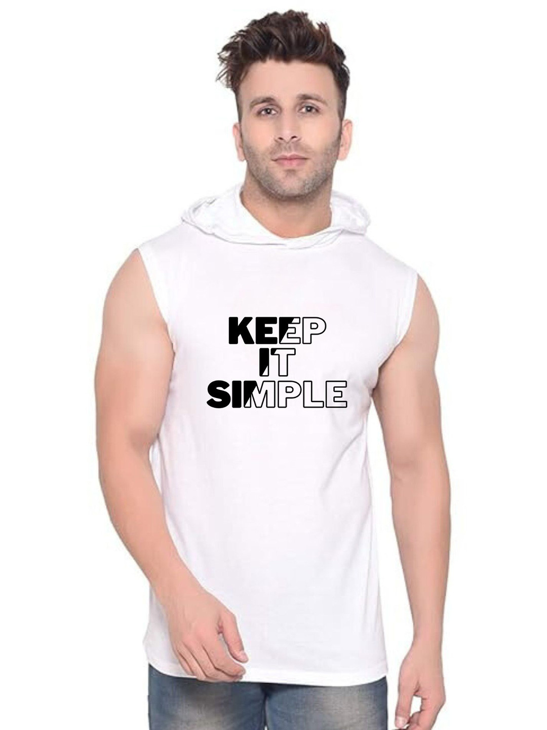 Fashnobic Cotton Keep It Simple Printed Gym Vests