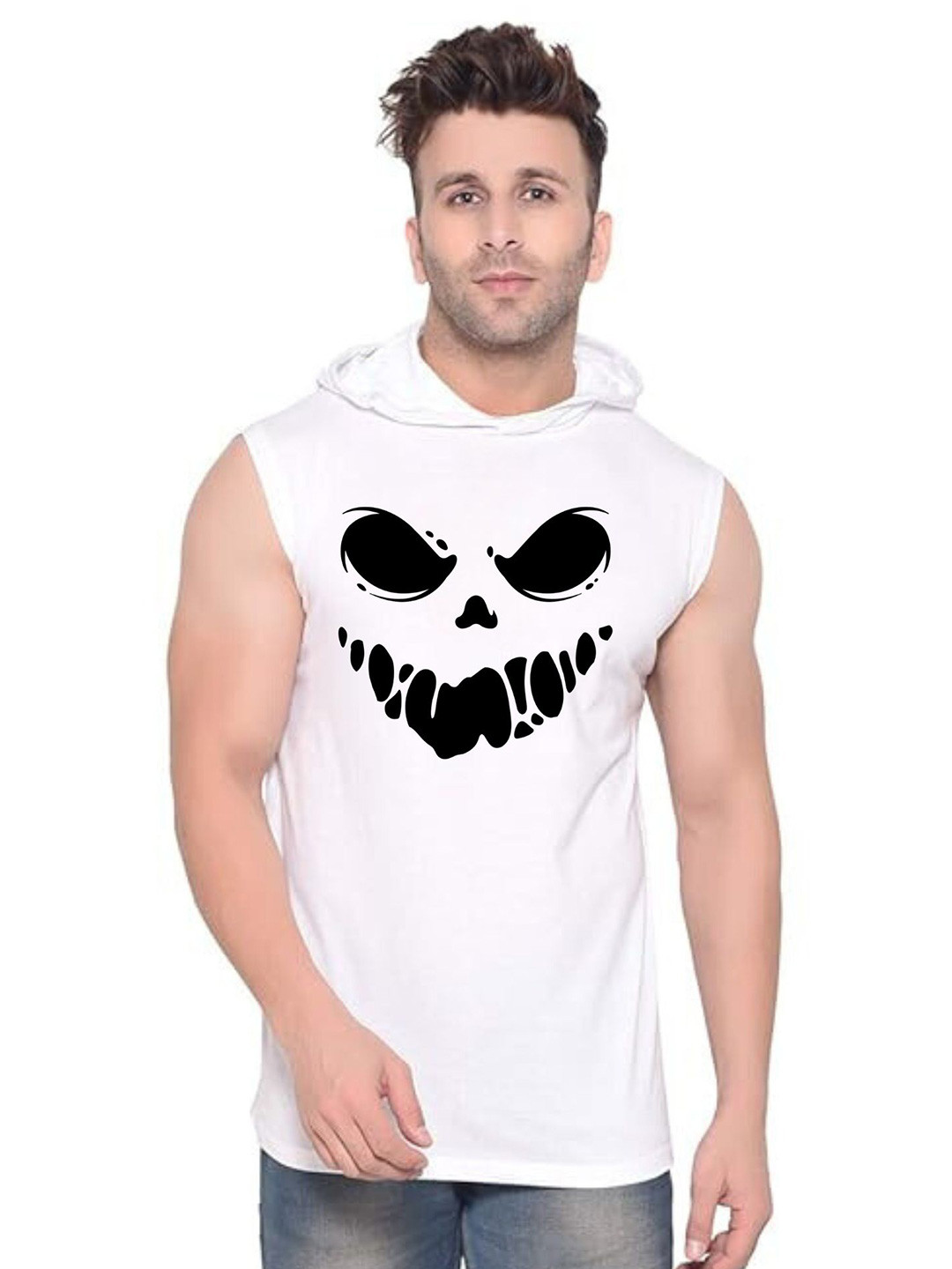 Fashnobic Trendy Ghost Printed Cotton Gym Vests