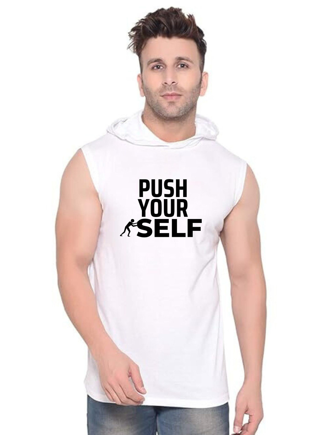 Fashnobic Push Yourself Printed Gym Vests