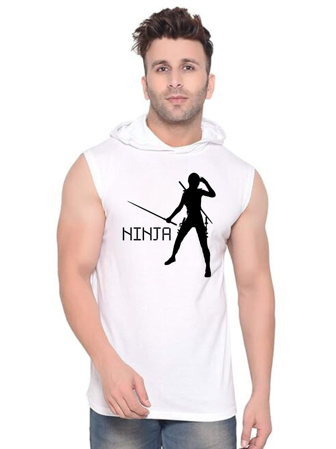 Fashnobic Good Luck Printed Gym Vests