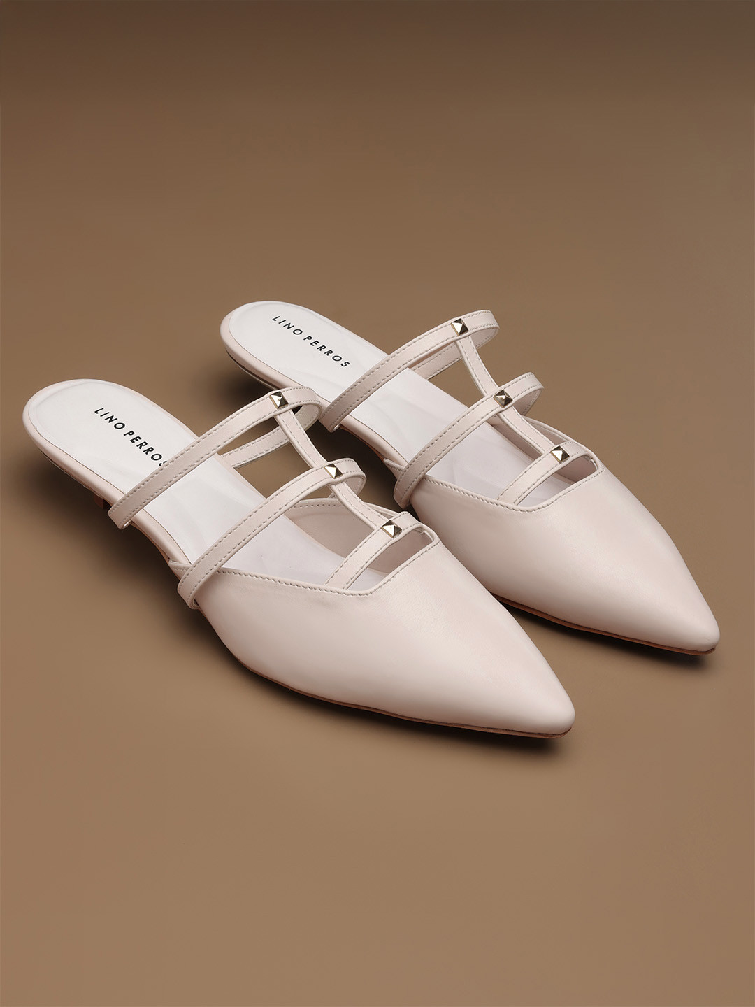 Lino Perros Solid Kitten Heel Open Back Mules