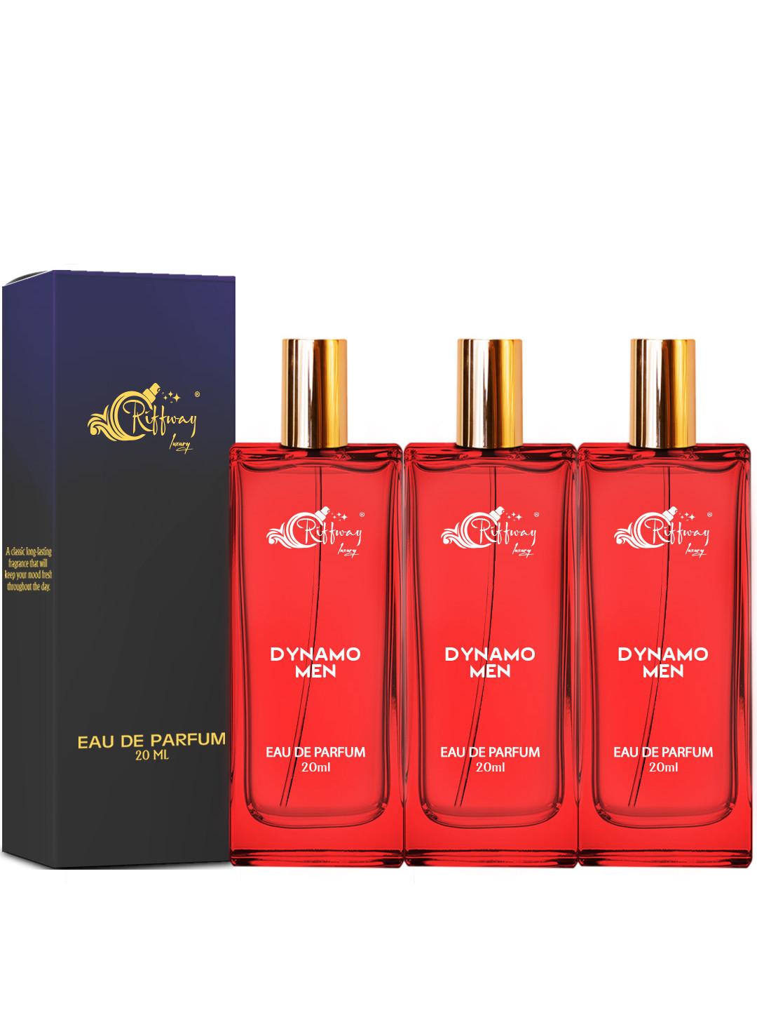 riffway Men Dynamo Set Of 3 Oriental Amber & Musk Long Lasting Eau De Parfum- 20 ml Each