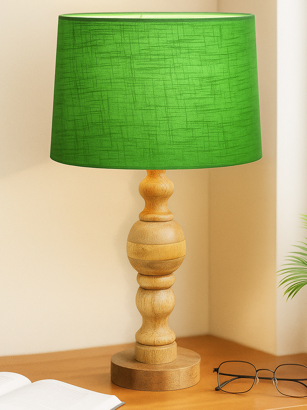 Homesake Wood Frusturical Shaped Table Lamp with Bulb