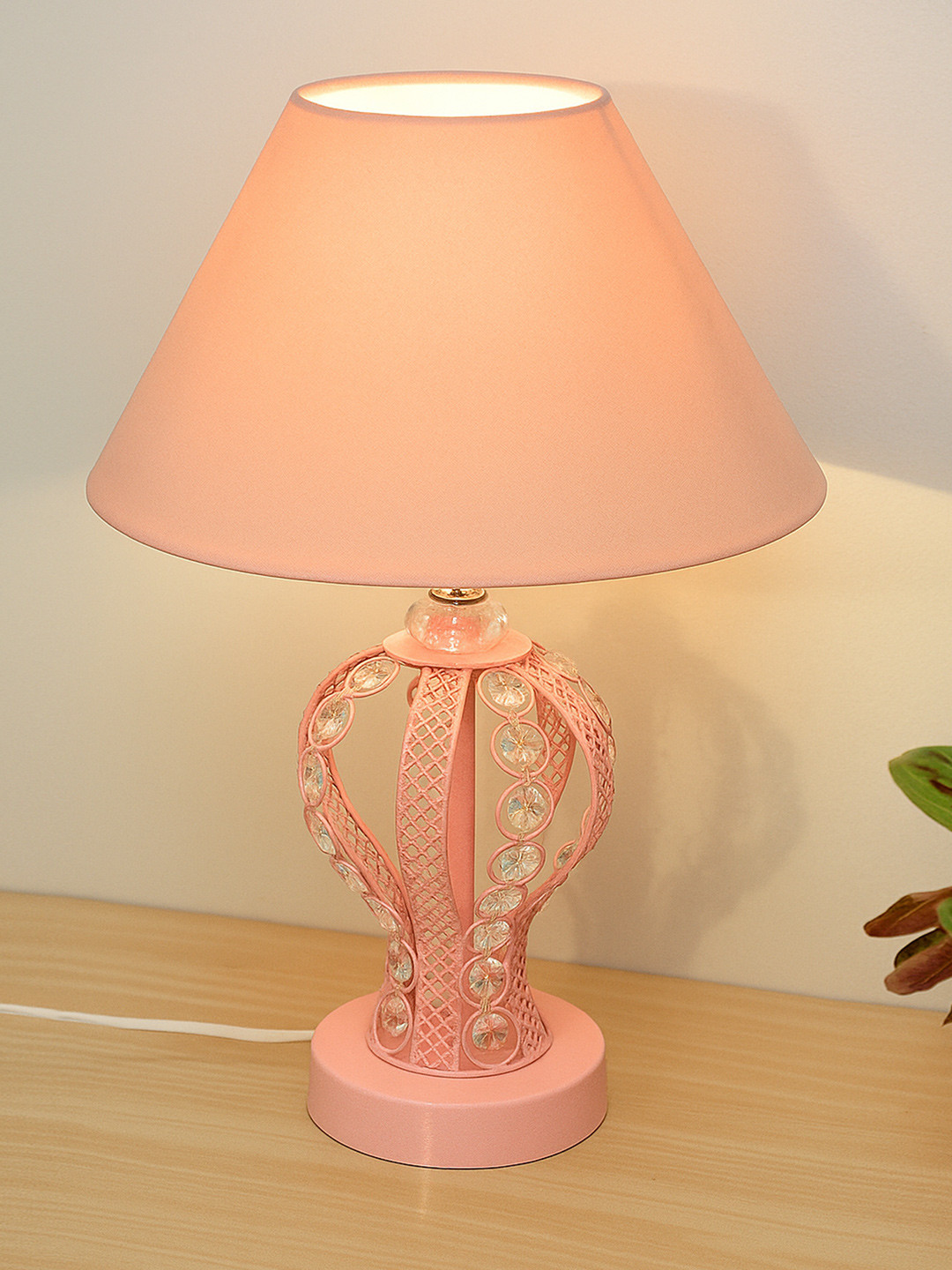 Homesake Table Lamp Pink Metal Cylindrical Shaped Table Lamp