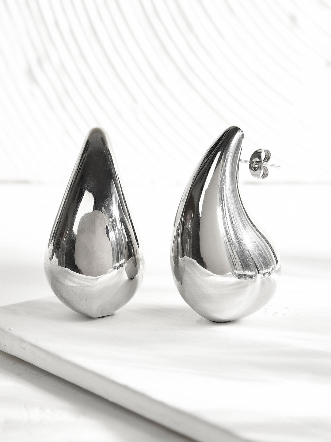 AQUASTREET 18KSilver Plated Waterproof Anti-Tarnish Water Drop Shaped Grande Earring