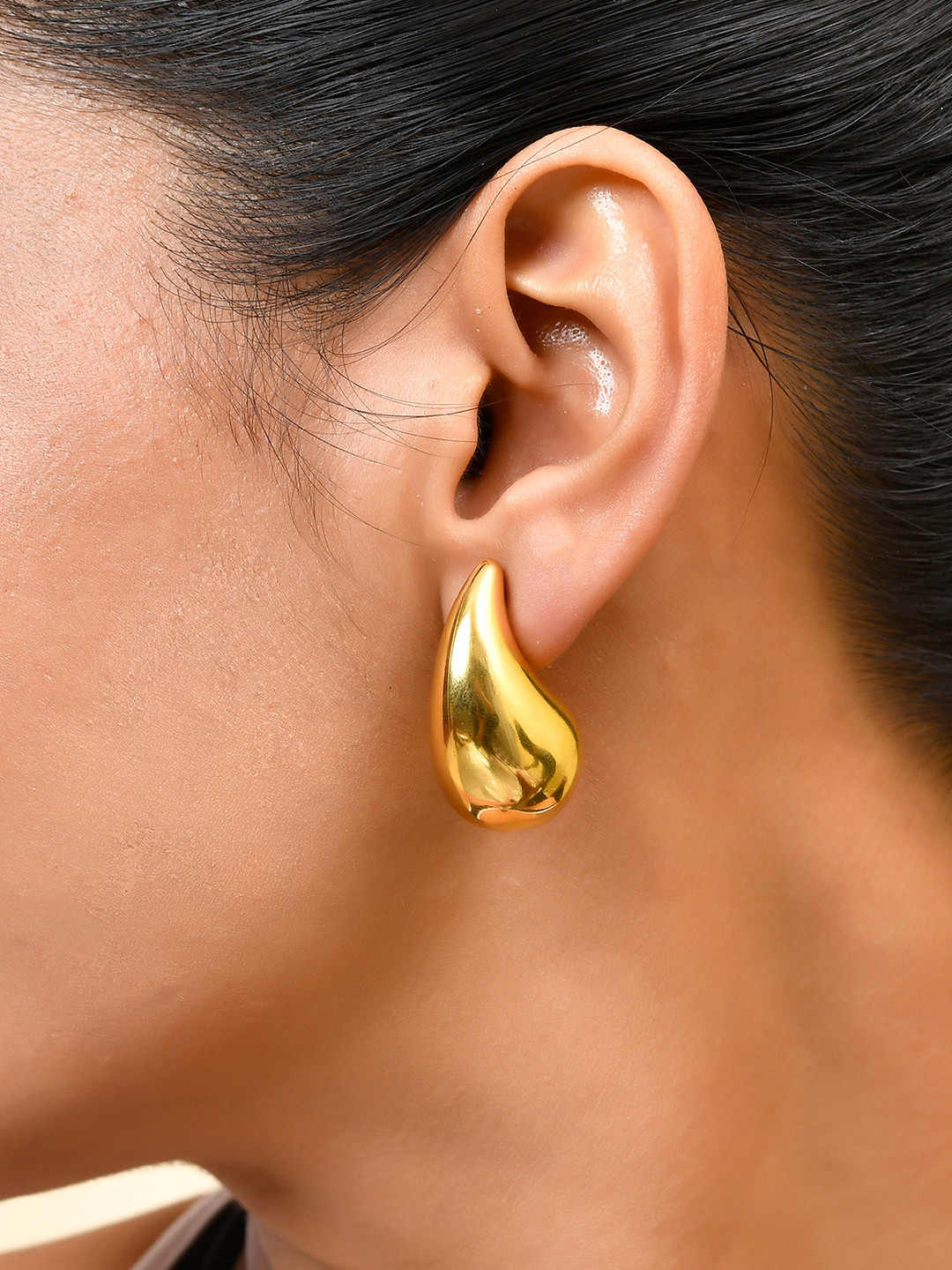 AQUASTREET 18K Gold Plated Waterproof Anti-Tarnish Tear Drop Shaped Grande Bottega Earrings