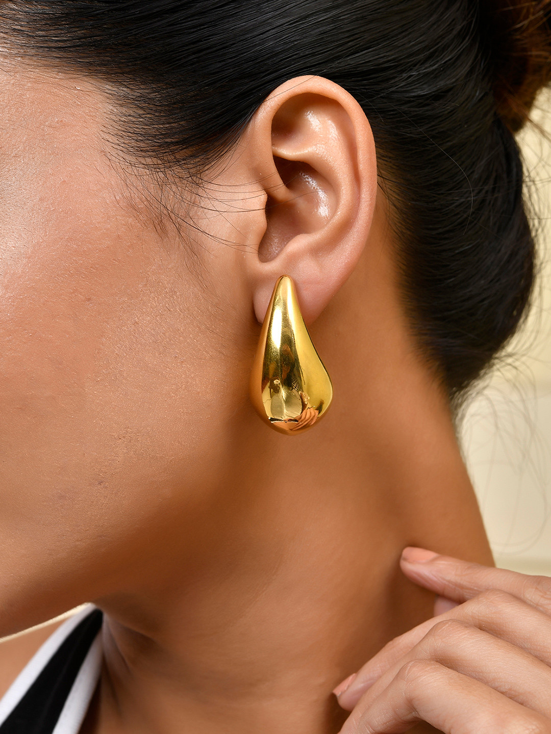 AQUASTREET 18K Gold Plated Waterproof Anti-Tarnish Water Drop Shaped Maxi Earring