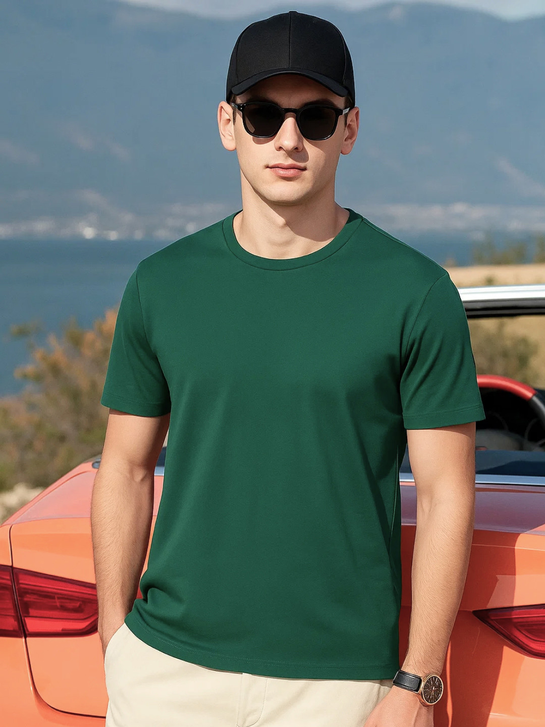 NOBERO Rainforest Men Solid Cotton T-shirt