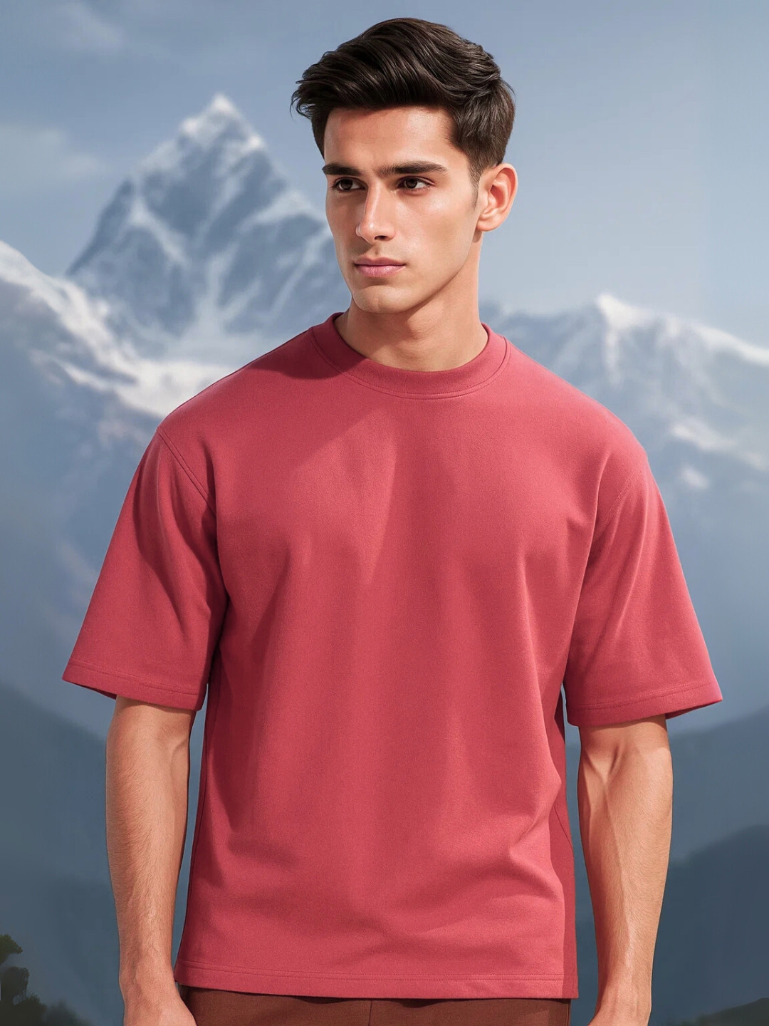 NOBERO Premium Drop-Shoulder Sleeves Oversized Cotton T-shirt