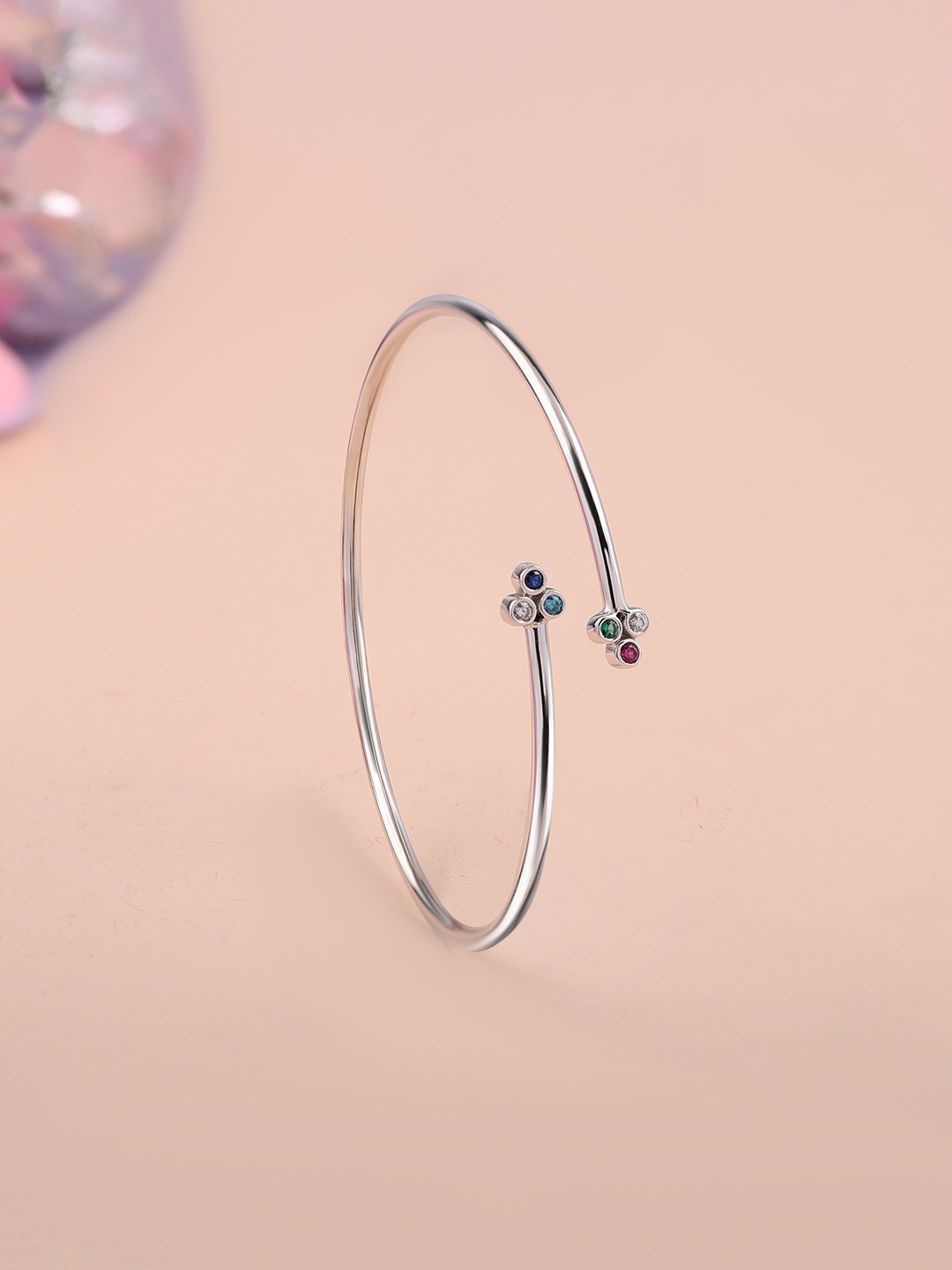 Ornate Jewels 925 Silver Multi Stone Lollipop Flexible Bangle