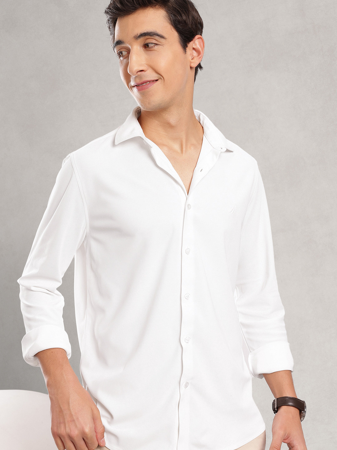 Nautica Men Premium Slim Fit 4 Way stretch CoolMax Casual Shirt