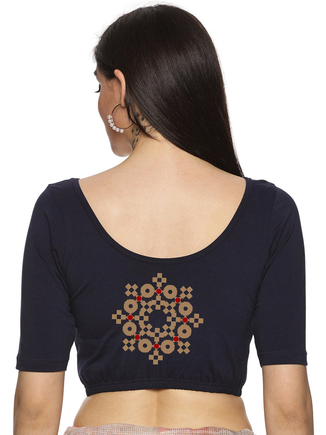 NOT YET by us Back Print Stretchable Saree Blouse
