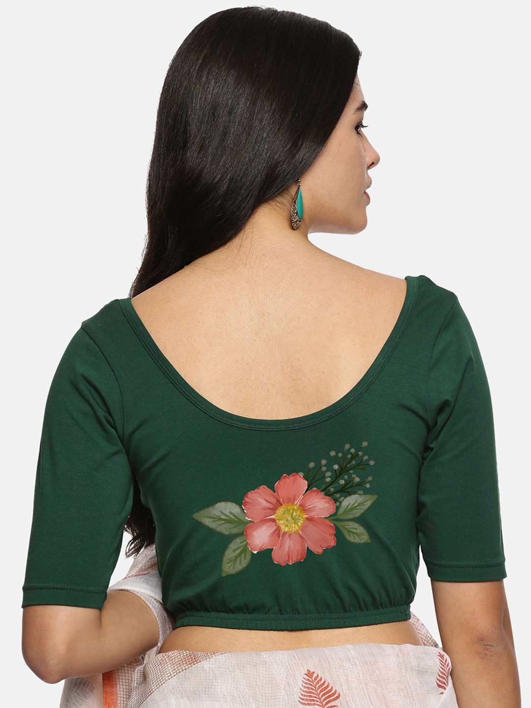 NOT YET by us Back Printed Strechable Saree Blouse