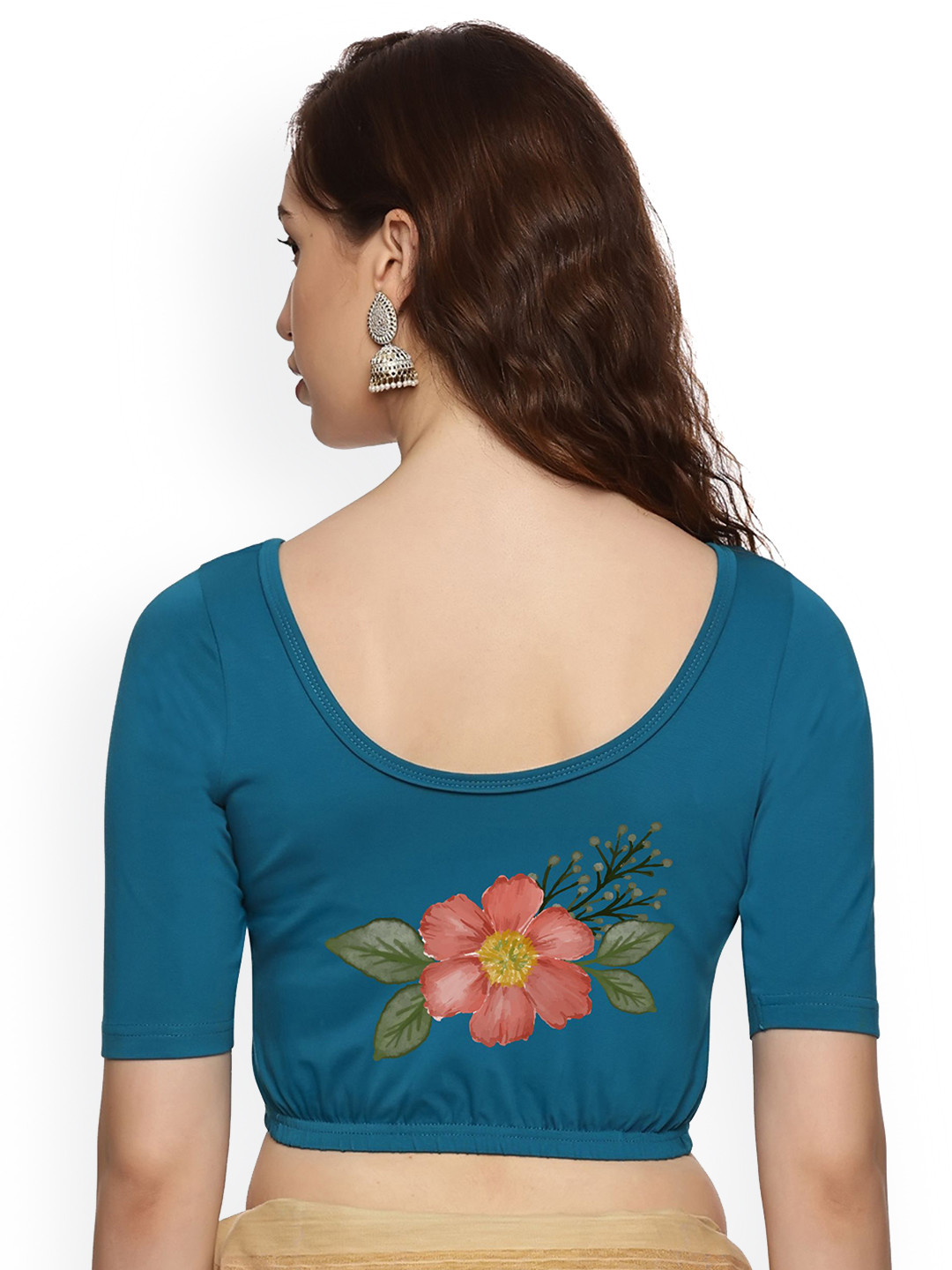 NOT YET by us Back Print Stretchable Saree Blouse