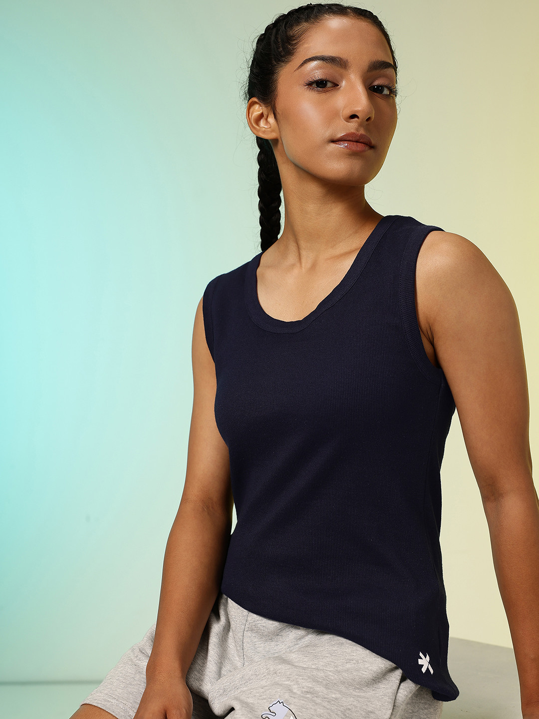 HRX by Hrithik Roshan Scoop Neck Ribbed Tank Top