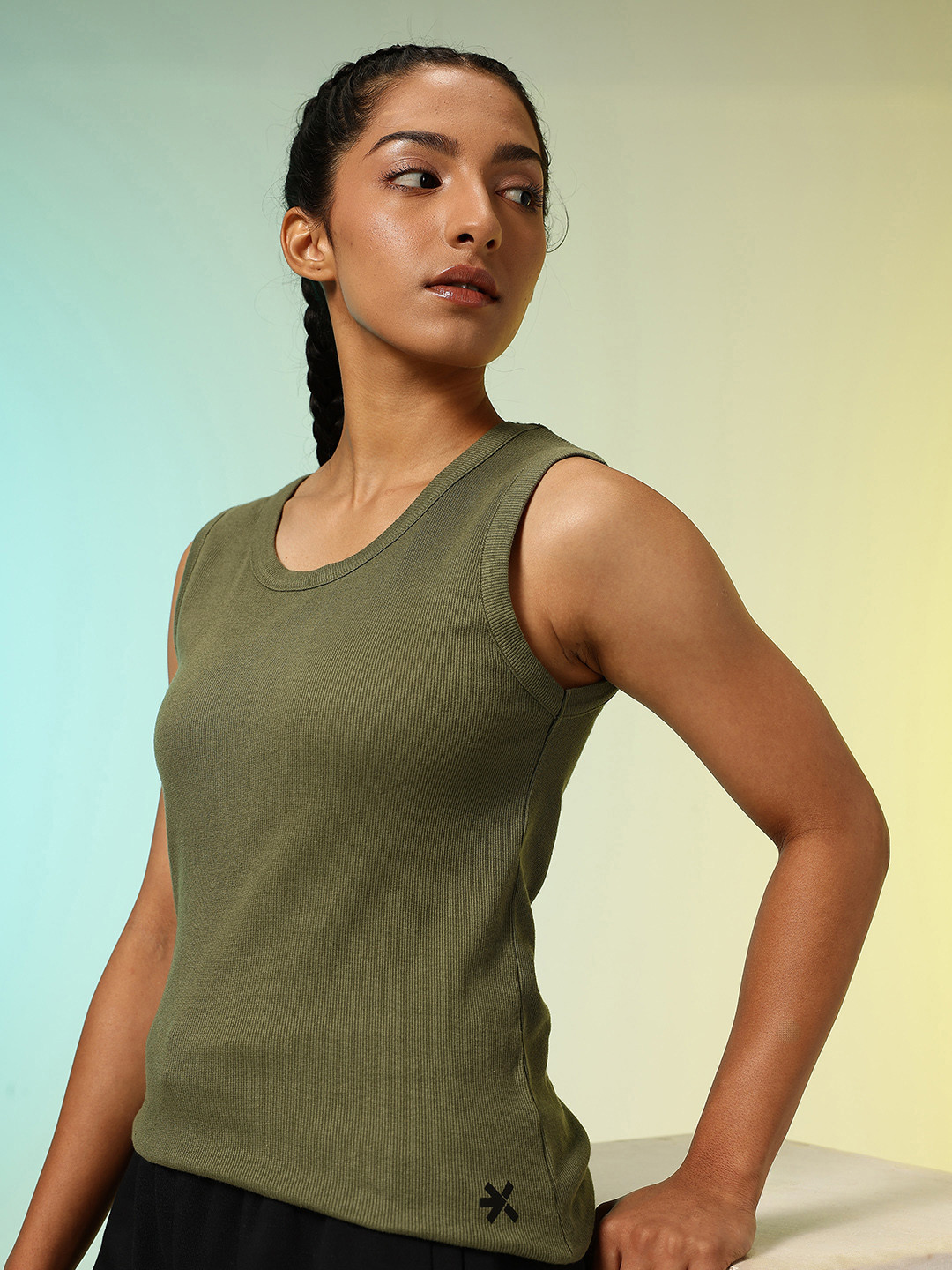 HRX by Hrithik Roshan Scoop Neck Ribbed Tank Top