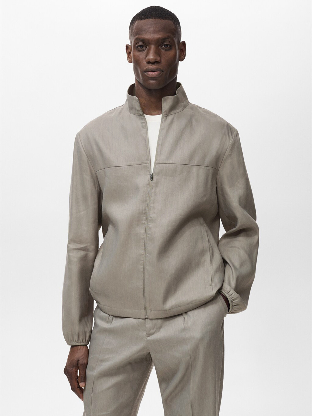 MANGO MAN Mock Collar Tailored Jacket