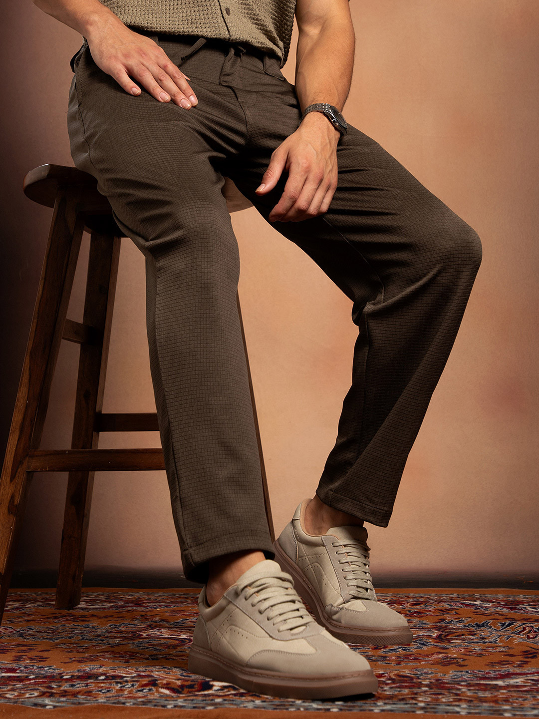 CAHOOT Men Comfort Pleated Slim Fit Chinos