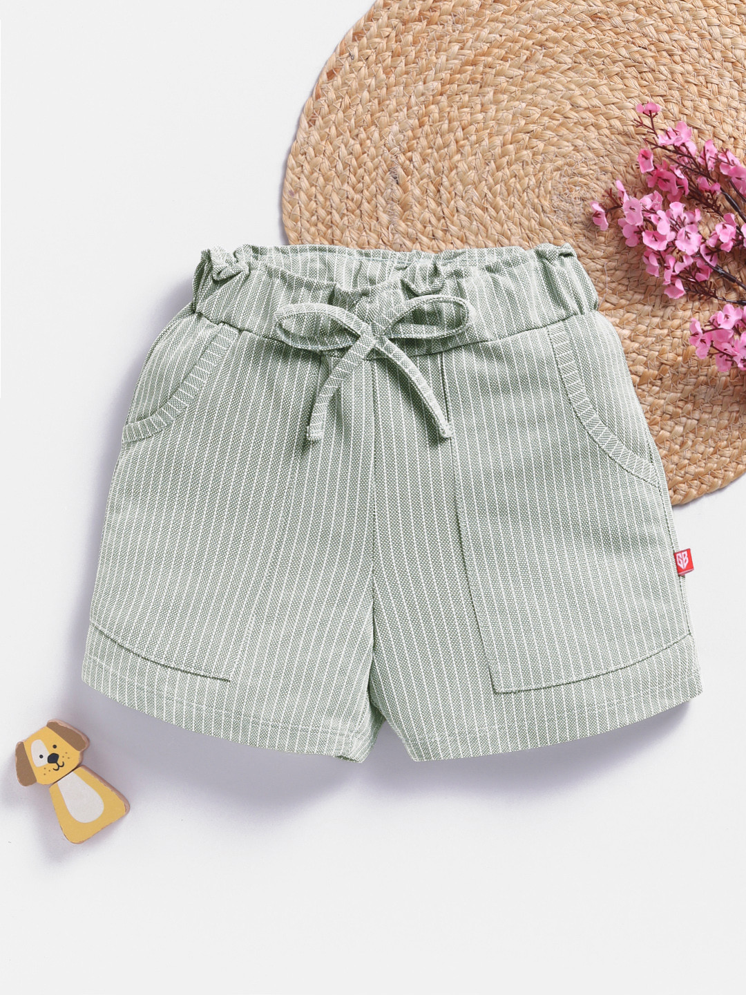 Here&Now X Game Begins Girls Self-Striped Loose Fit Shorts