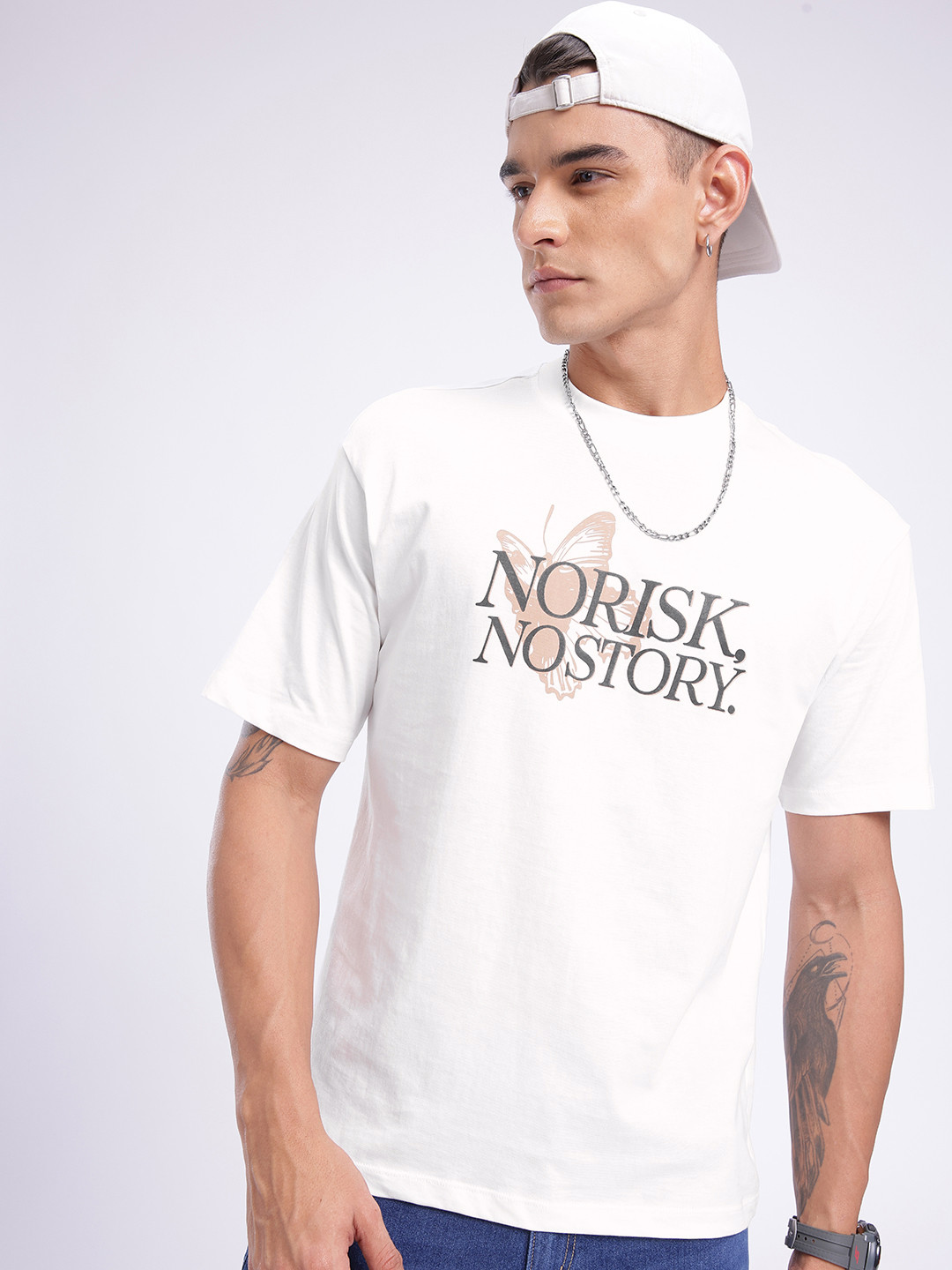 No Risk No Story Typography Printed T-shirt