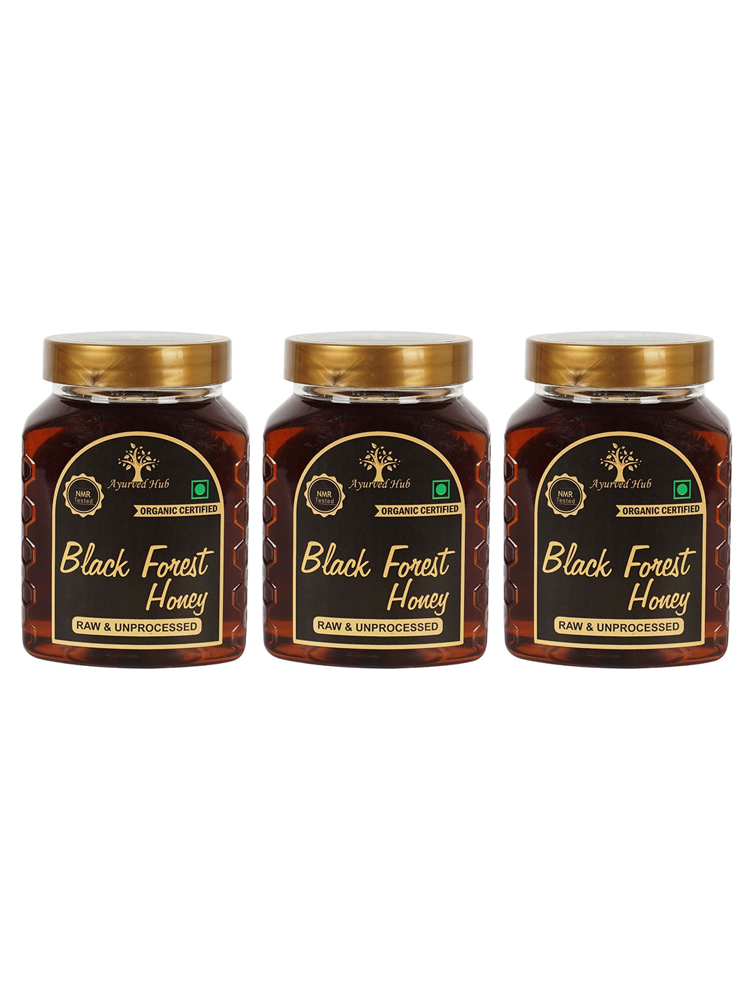 Ayurved Hub Pack of 3 Raw Organic Black Forest Honey 500g