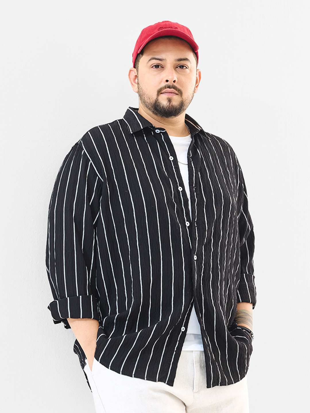 Snitch Black Stripes Plus Size Shirt