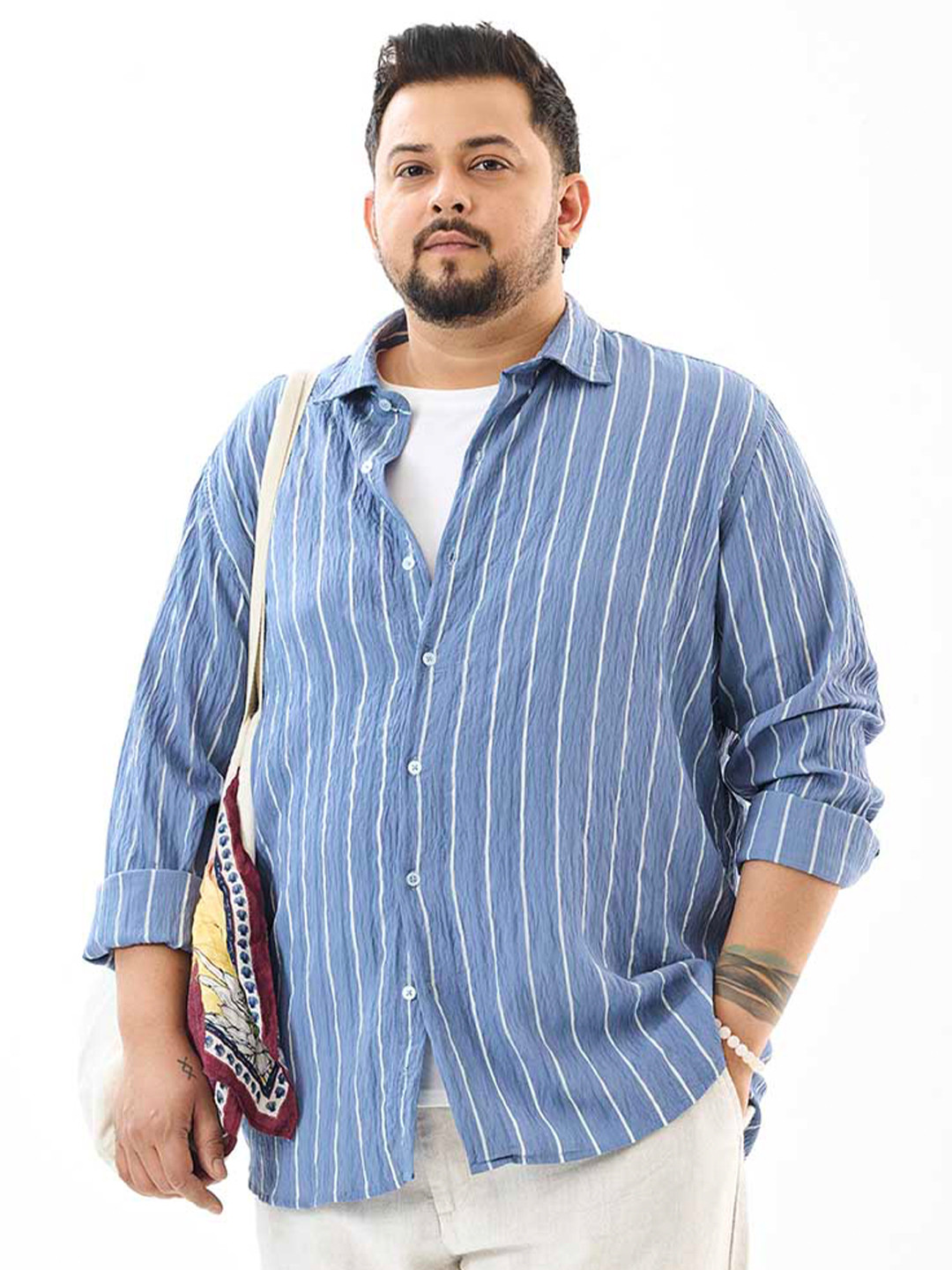 Snitch Light Blue Stripes Plus Size Shirt