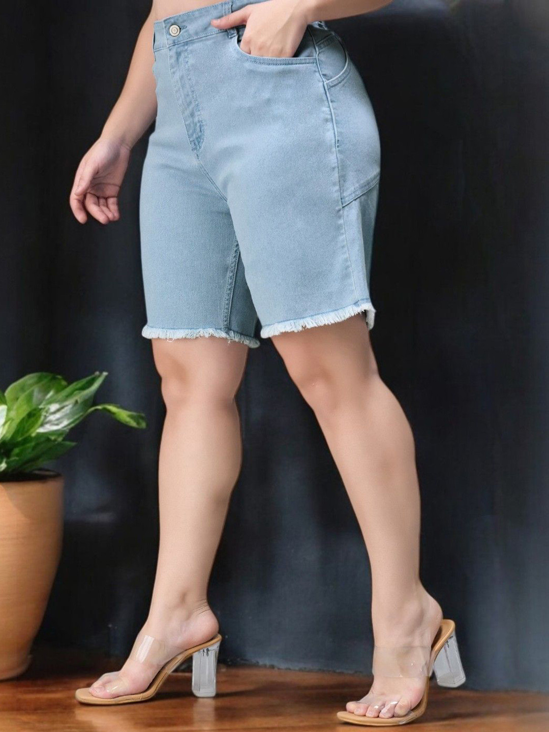 Miss Chase A+ Plus Size Prince of Stars Women Slim Fit High-Rise Denim Shorts