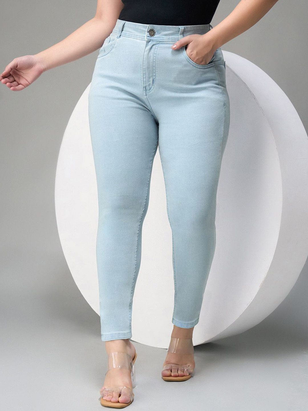 Miss Chase A+ Plus Size Dreaming Kids Women Skinny Fit High-Rise Highly Distressed Heavy Fade Jeans