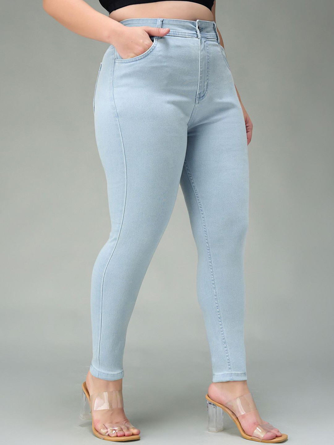 Miss Chase A+ Plus Size Magic of the Sand Women Skinny Fit High-Rise Heavy Fade Jeans