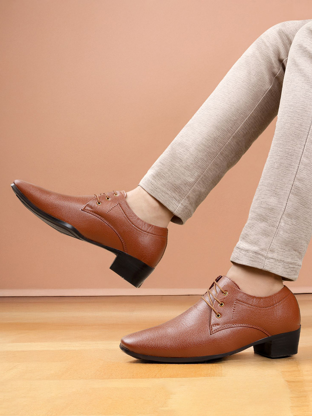 Bxxy Men 2 Inch Heel Height Increasing Formal Derby Lace-up Shoes