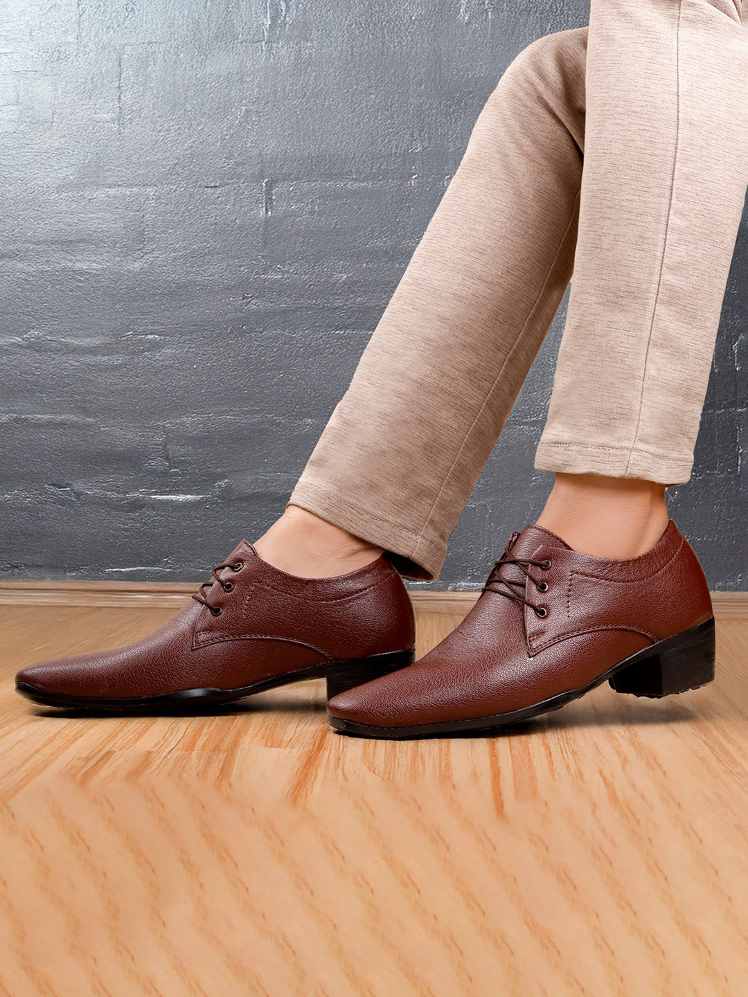 Bxxy Men 2 Inch Heel Height Increasing Formal Derby Lace-up Shoes