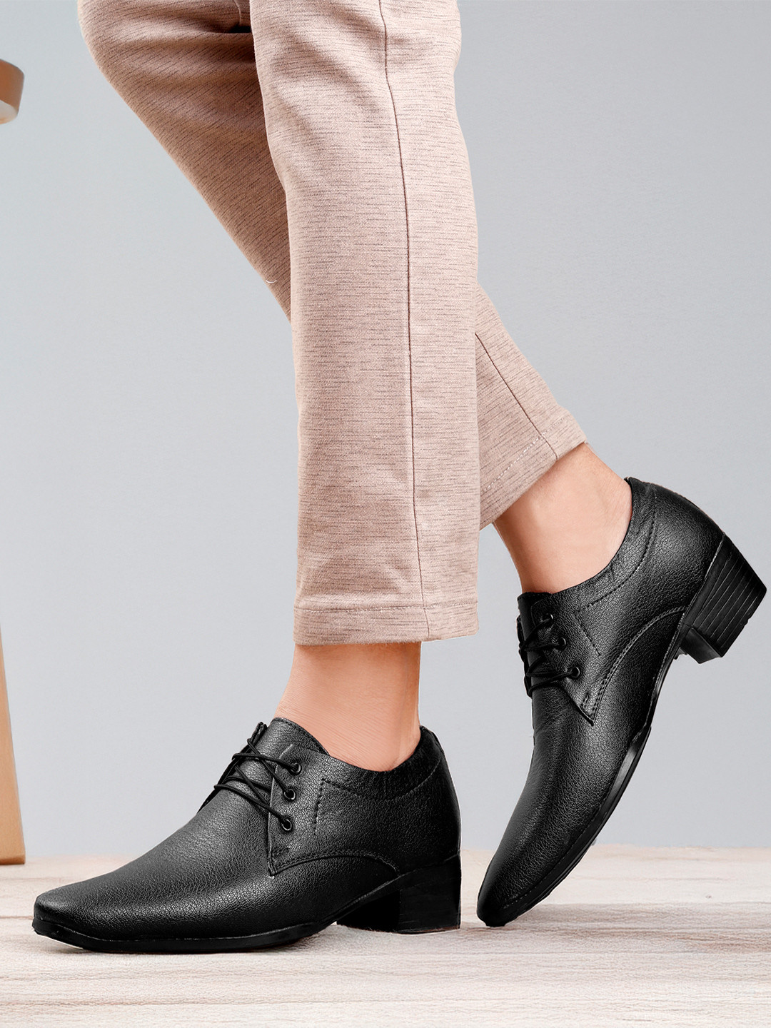 Bxxy Men 2 Inch Heel Height Increasing Formal Derby Lace-up Shoes