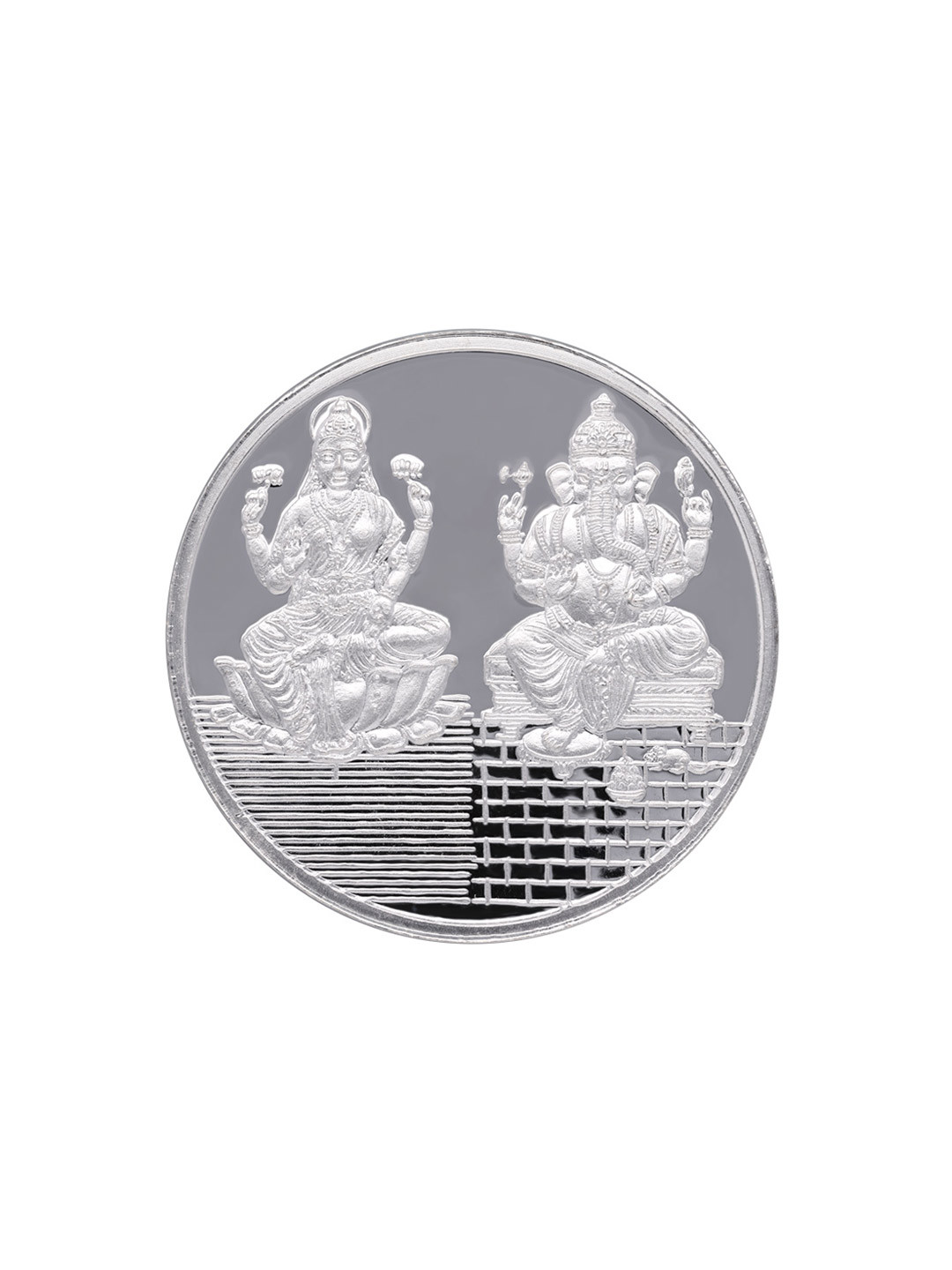 C KRISHNIAH CHETTY JEWELLERS PVT LTD 999 Pure Silver Ganesha Lakshmi Coin-10 g