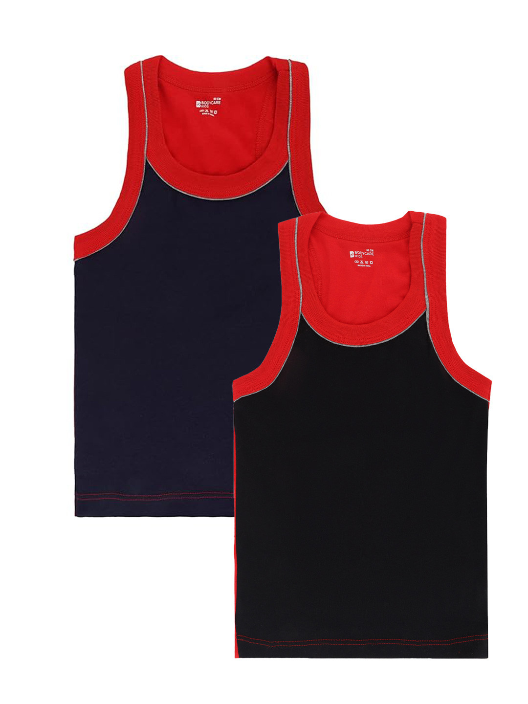 Bodycare Kids Boys Pack Of 2 Soft Breathable Cotton Rib Vests KGRA2014BLKNV-83