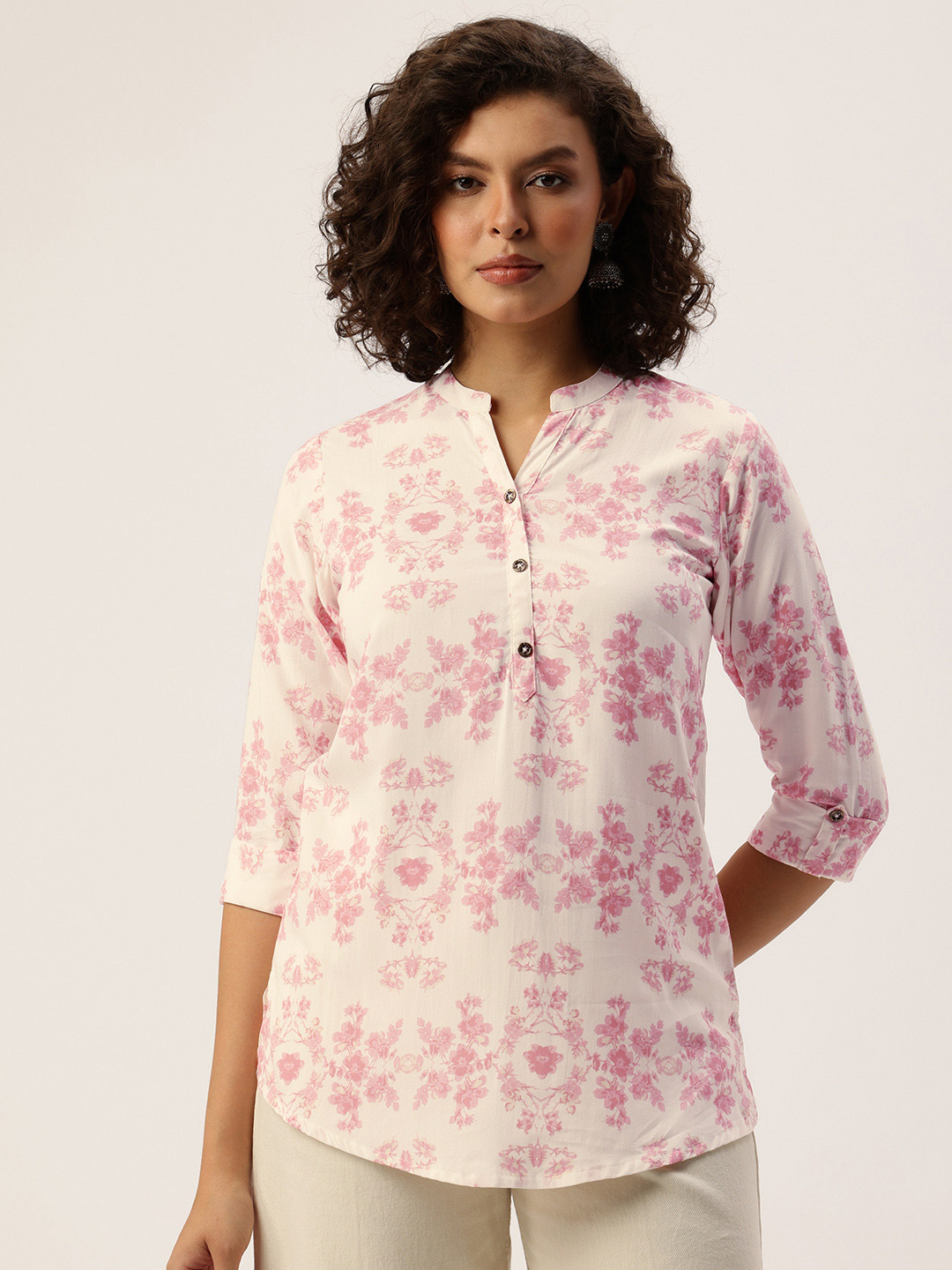 AMUKTI Printed Mandarin Collar Tunic