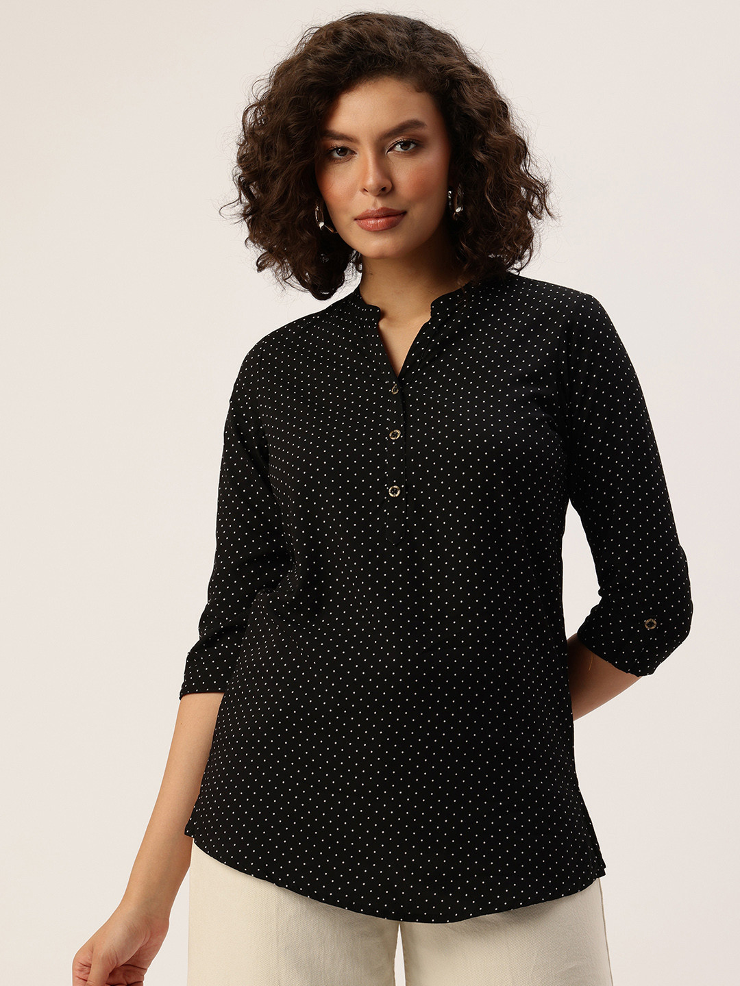 AMUKTI Printed Mandarin Collar Tunic