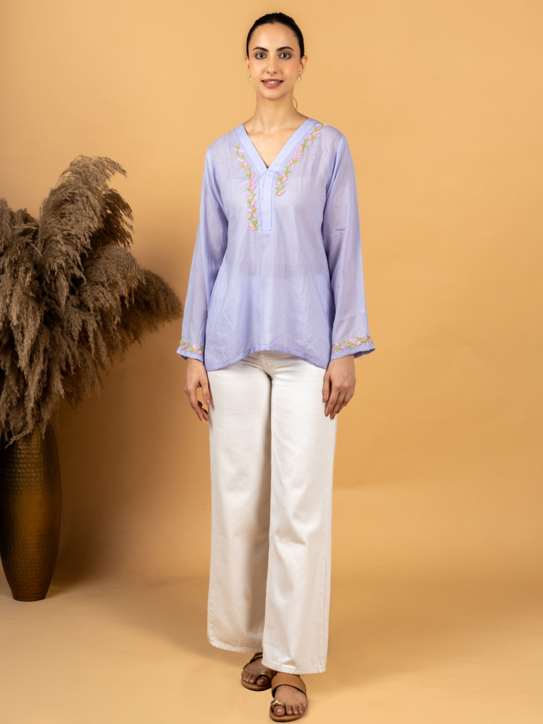 GHARANA INDIA Women Floral Embroidered Top