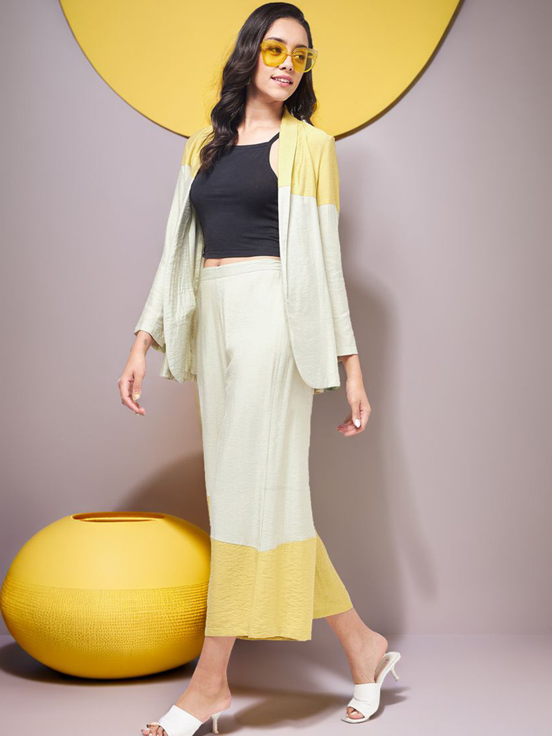 Zima Leto Colourblocked Notched Lapel Blazer & Trousers Co-ords